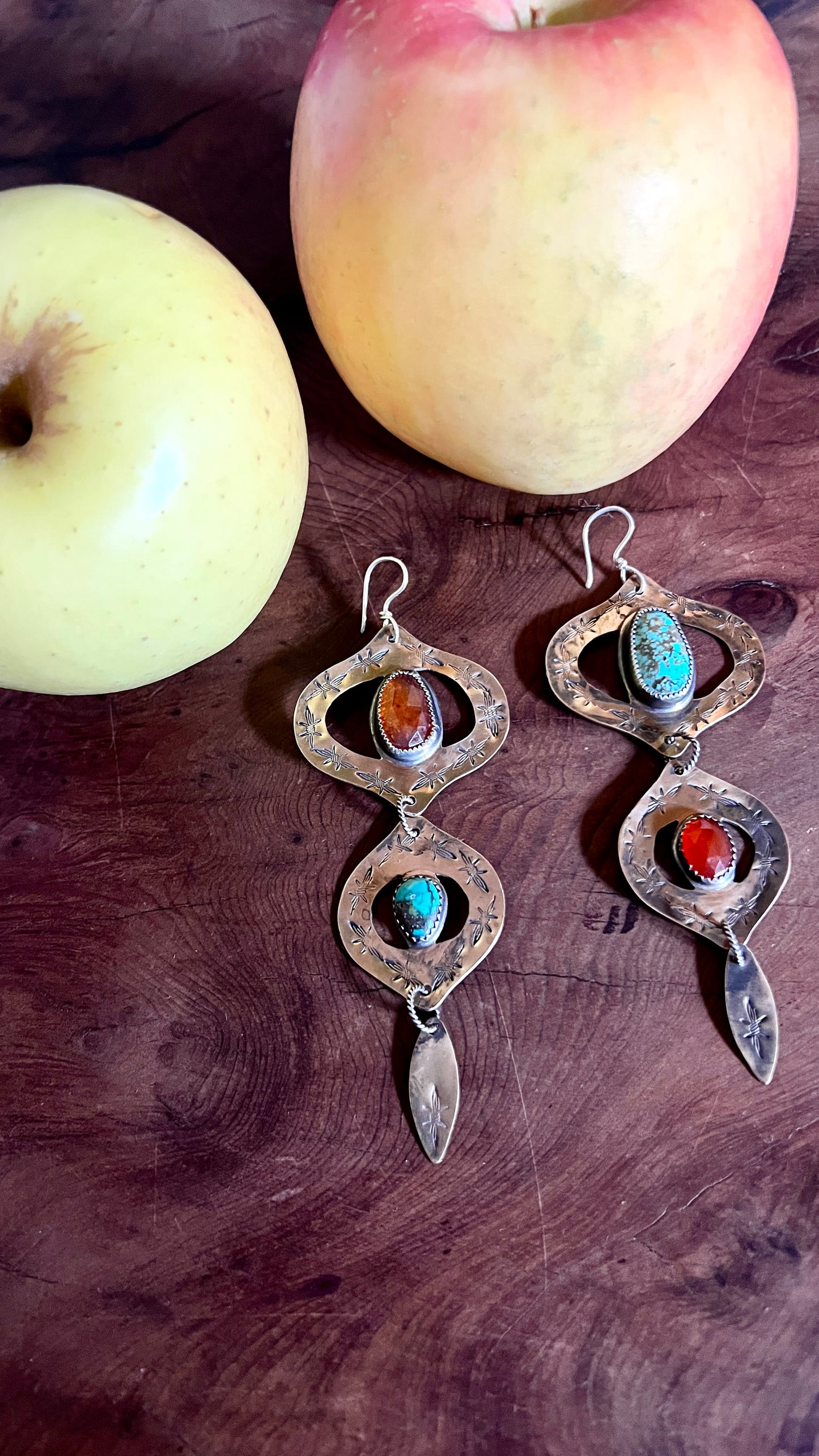 Carnelian and Turquoise Bombay Beach Earrings