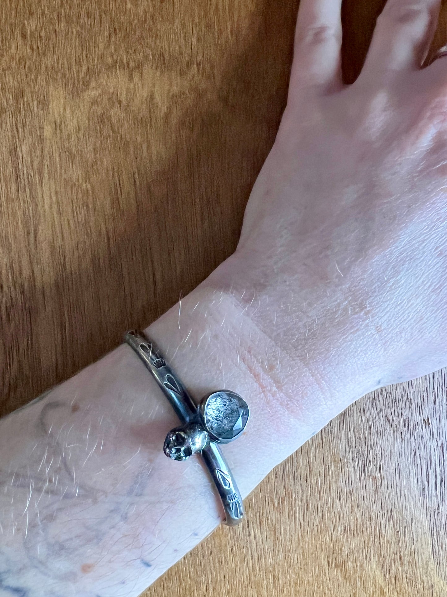 Herkimer Diamond Skull Cuff