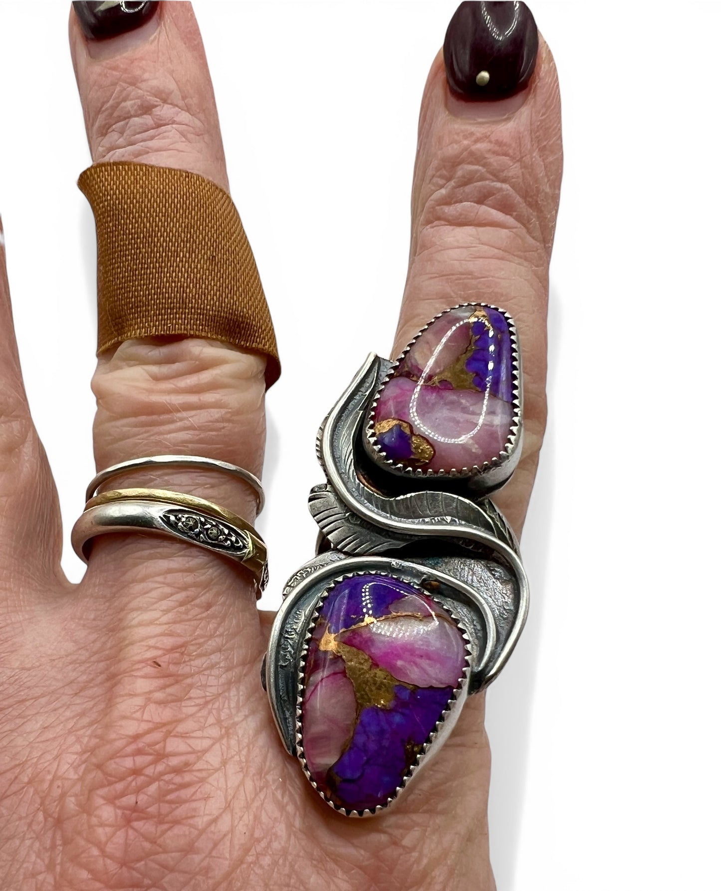 Pink Peruvian Opal Mojave Turquoise Ring size 8.25