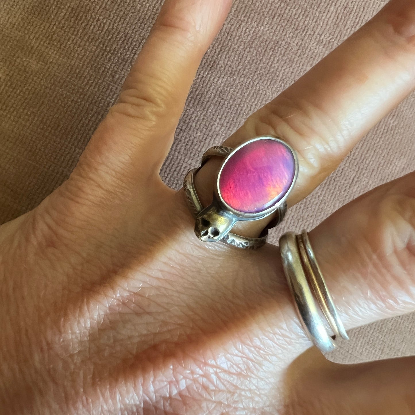 Aura Opal Skull Ring size 6.25
