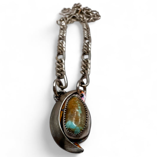 Kingman Turquoise Crescent Moon Necklace