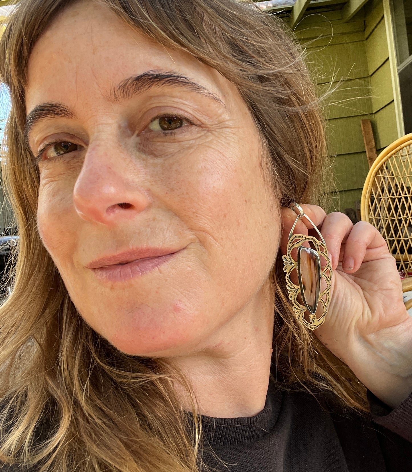 Montana Agate Lacey Earrings with Huggie Hoops