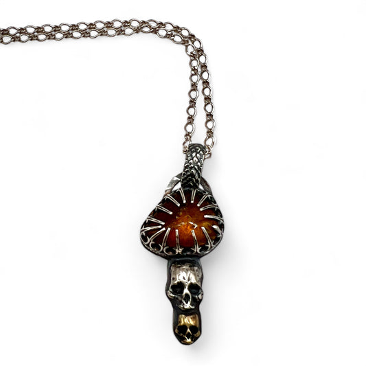 Baltic Amber Double Skull Necklace