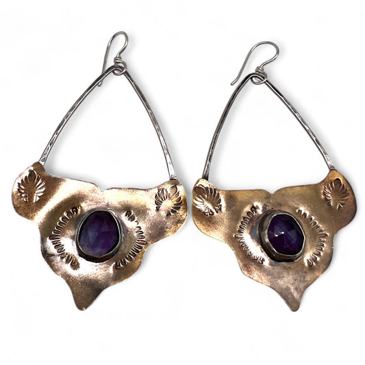 Fluorite Brass Iris Earrings