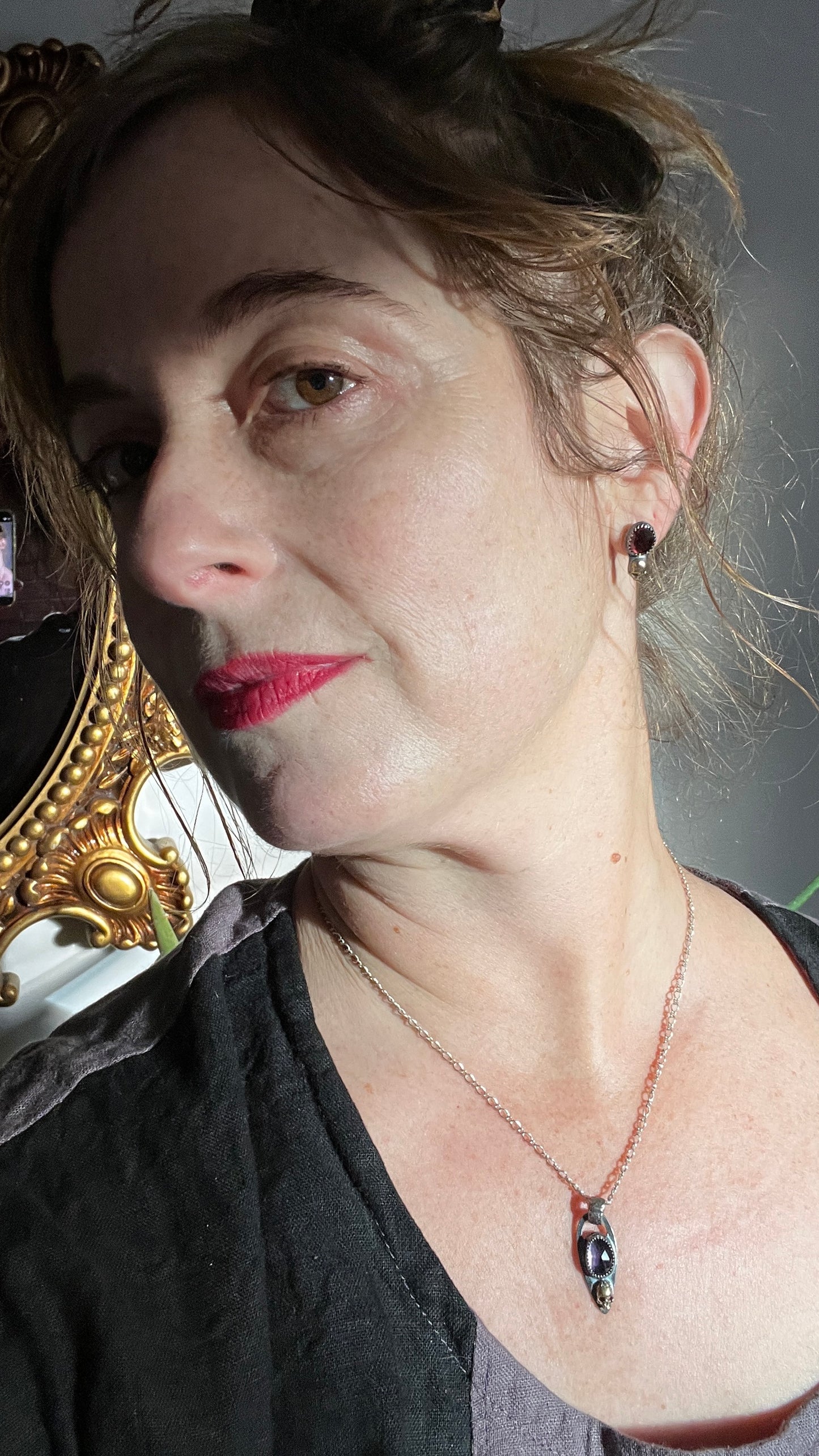 Amethyst Skull Baby Necklace