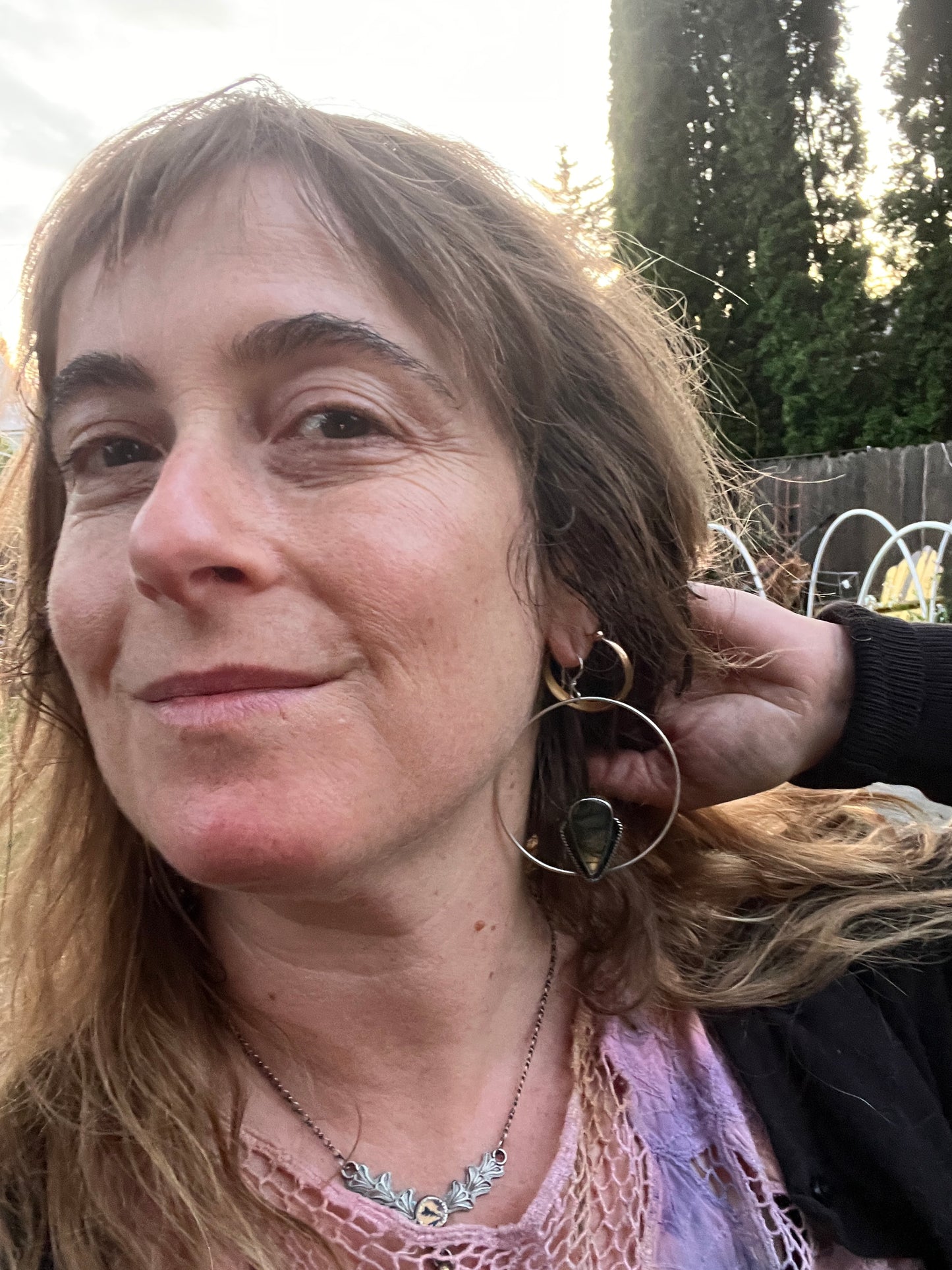 Labradorite Sterling Alicia Keys Hoop Earrings