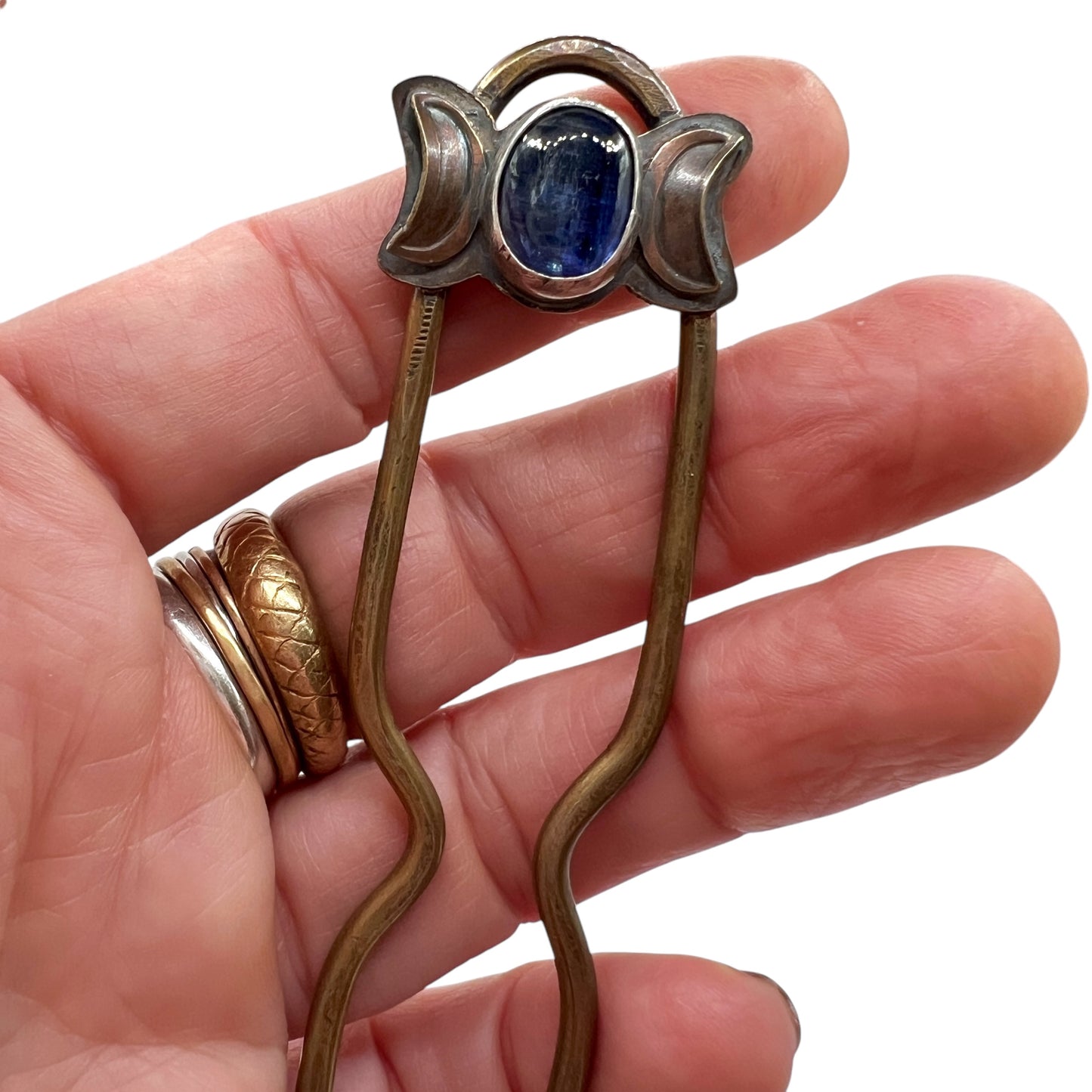 Double Moon Kyanite Hairpin