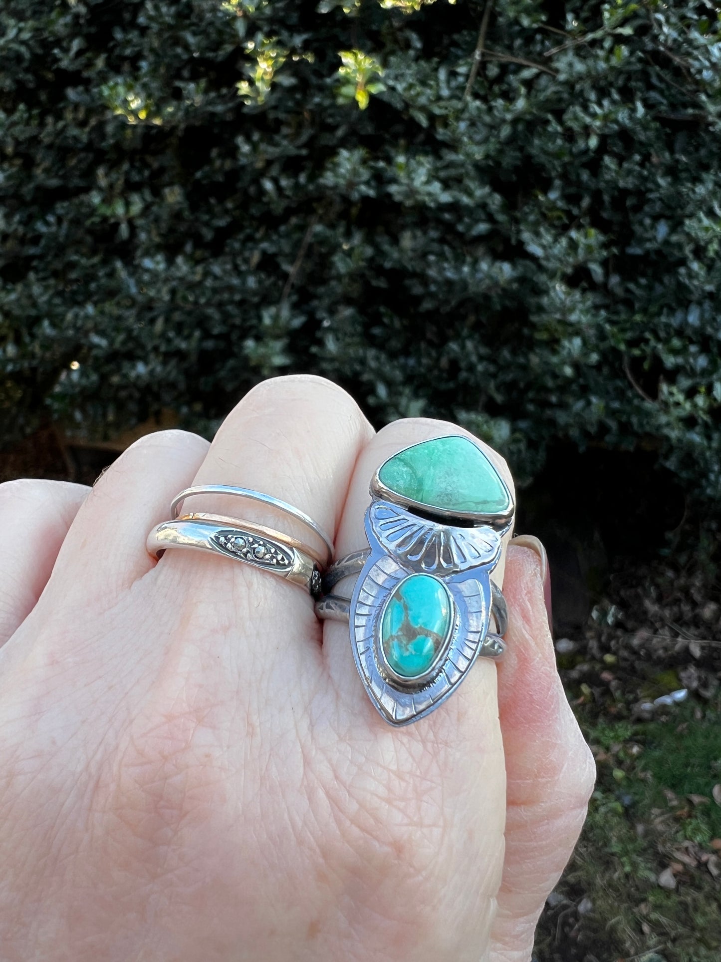 Turquoise and Variscite Ring size 8.25