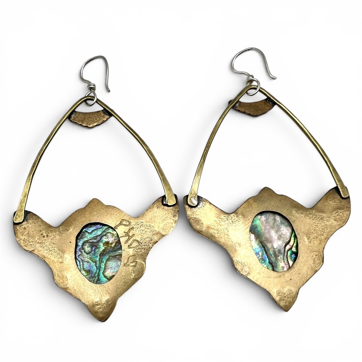 Brass Monkey Earrings with Abalone