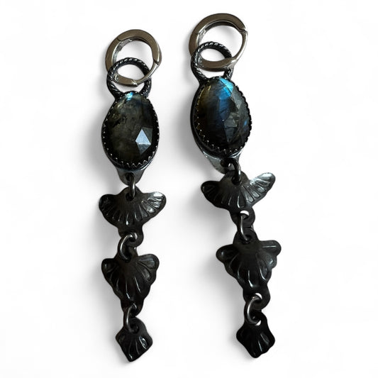 Labradorite Cascade lHuggie Hoop Earrings