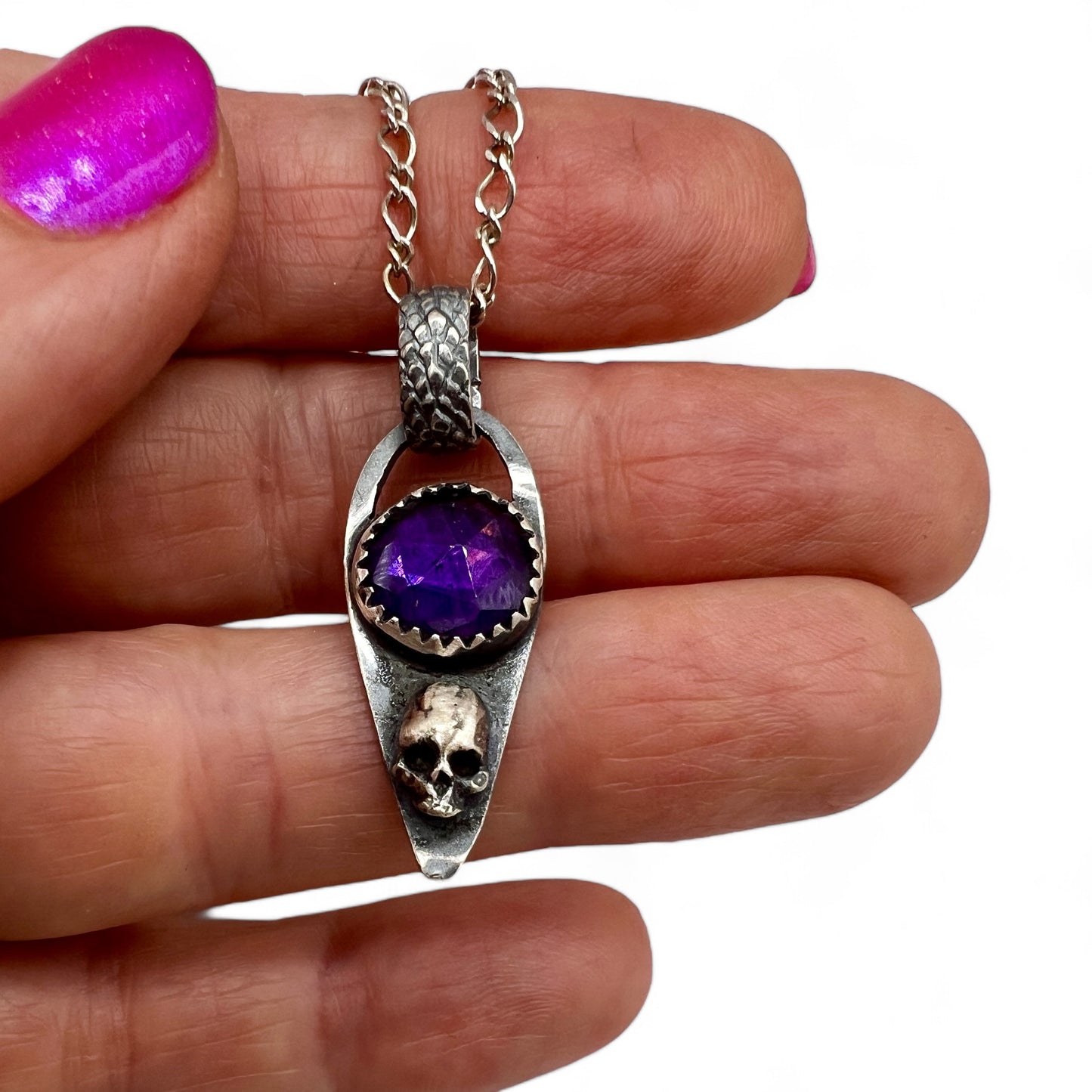 Amethyst Skull Baby Necklace