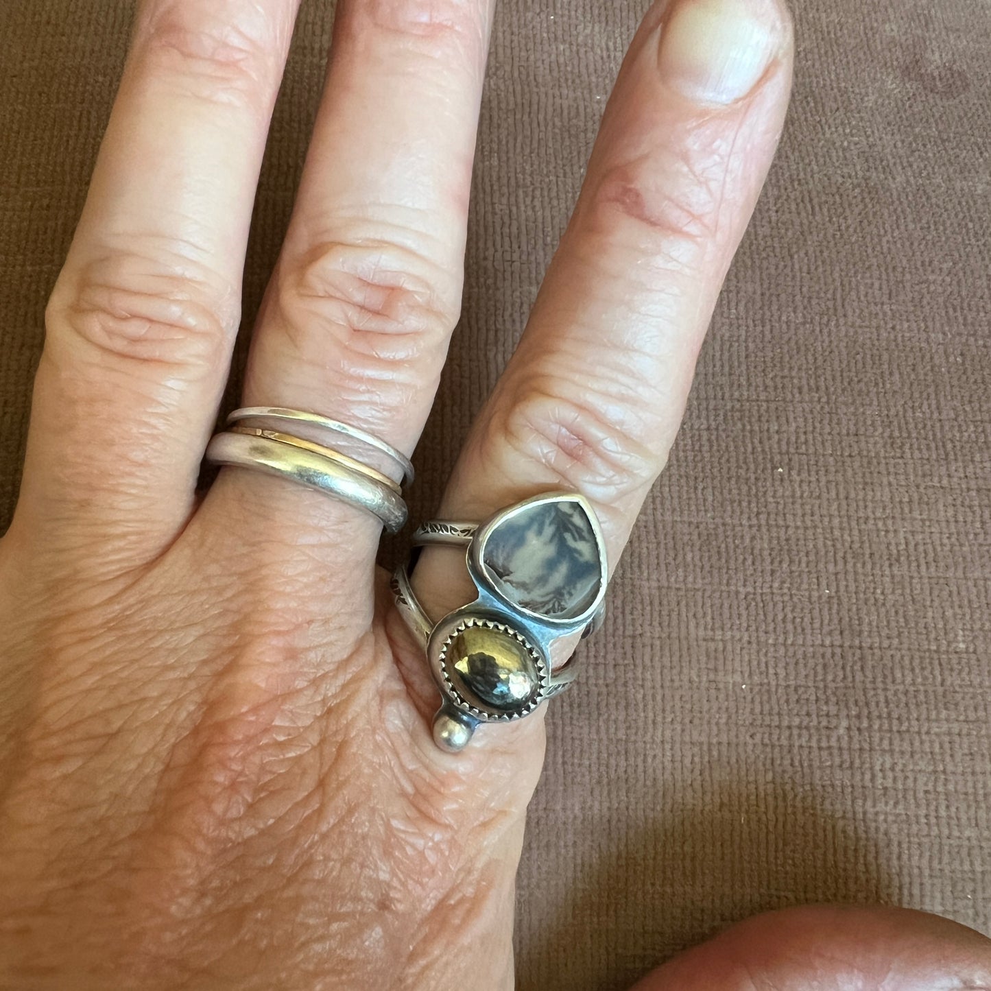 Dendrite and Pyrite Ring size 8.25