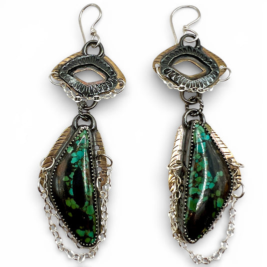 Blue Moon Turquoise Funky Style Earrings