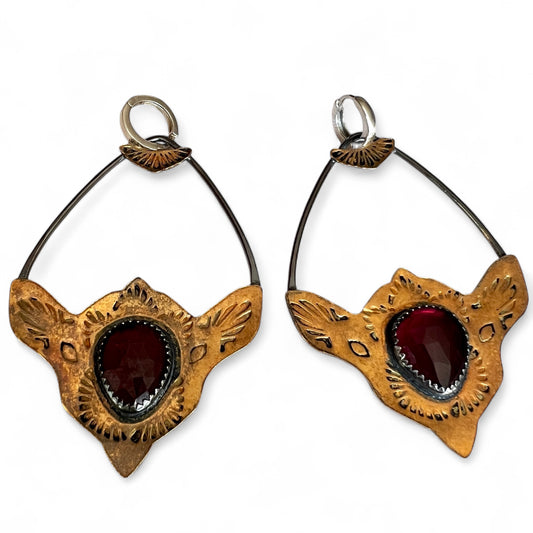 Garnet Brass Monkey Earrings