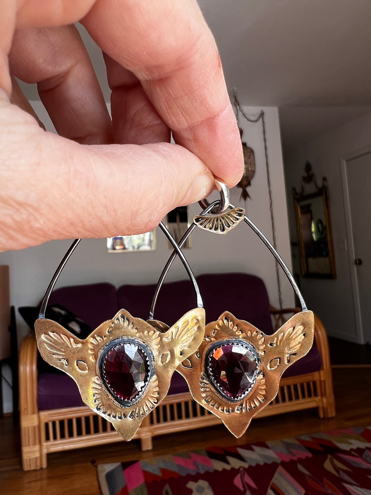 Garnet Brass Monkey Earrings