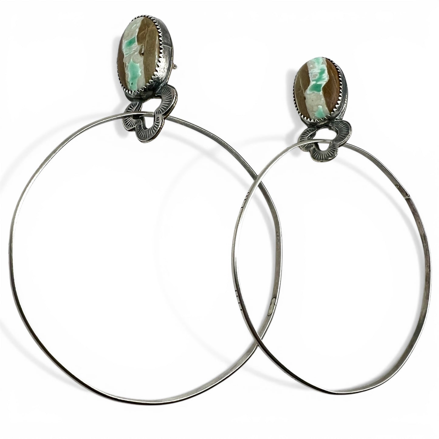 Royston Ribbon Turquoise Otter Hoop Stud Earrings