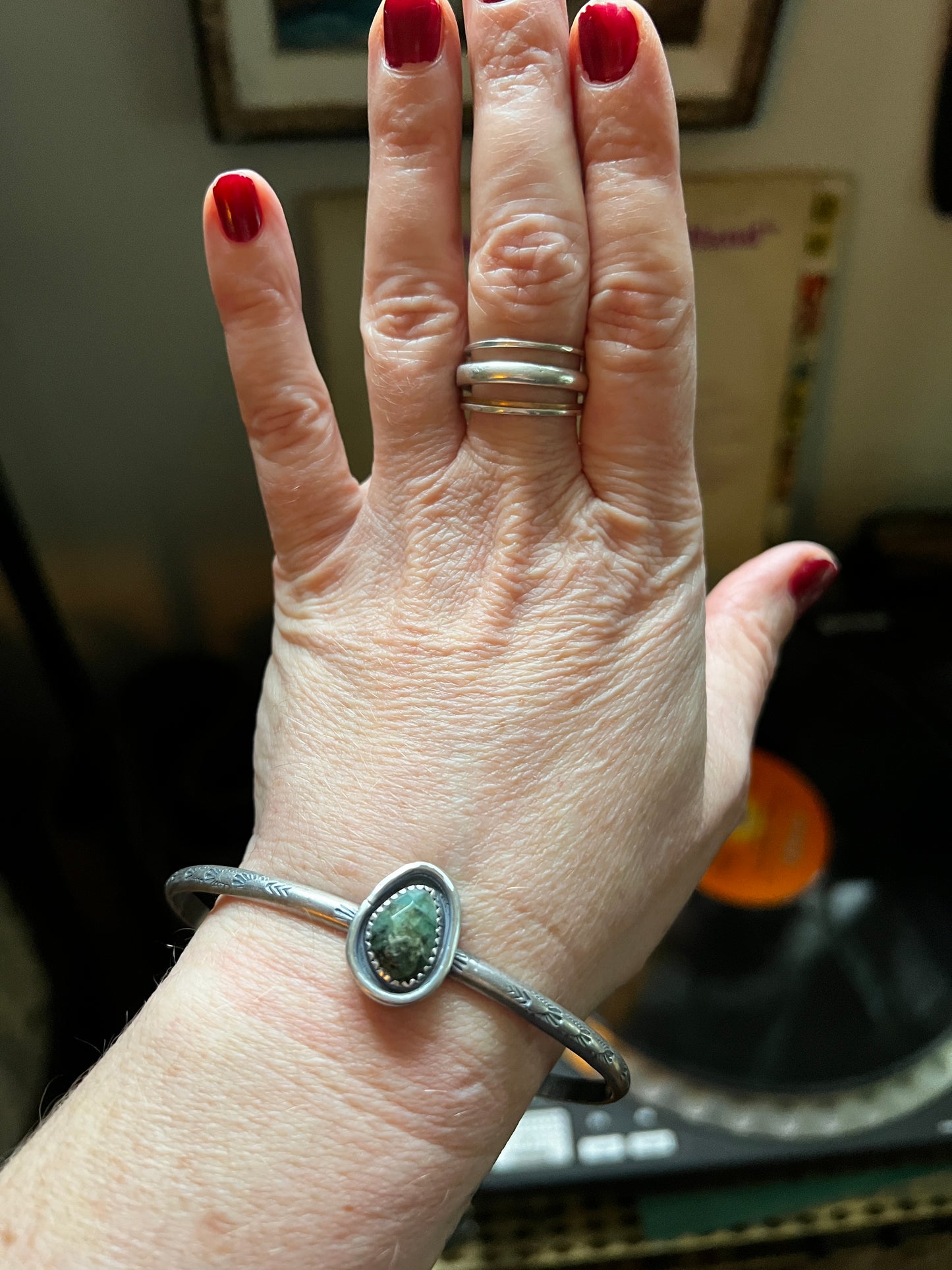 Emerald Saturn Cuff Bracelet