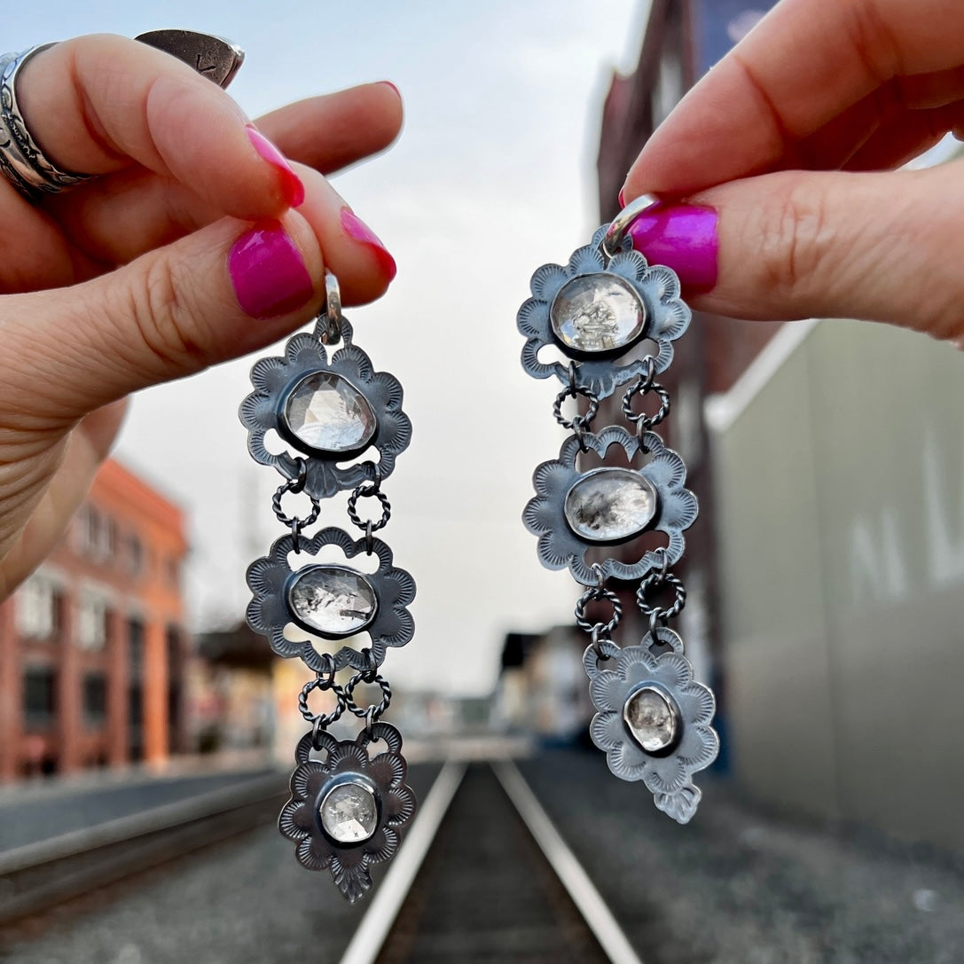 Triple Herkimer Lace Earrings