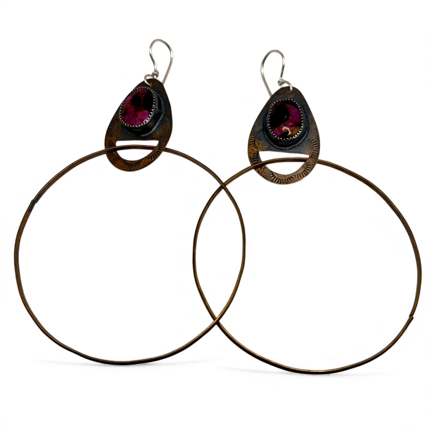 Pink Calcite Black Onyx Cenote Hoops