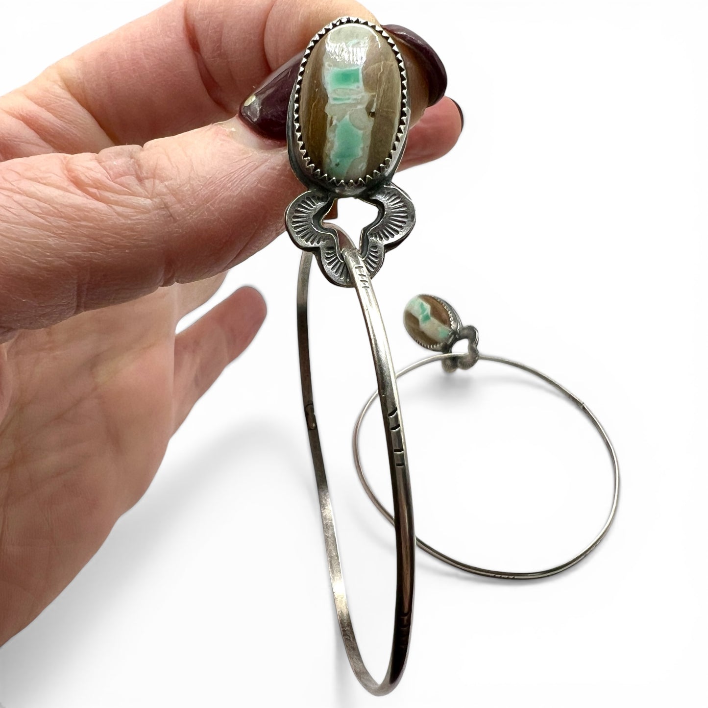 Royston Ribbon Turquoise Otter Hoop Stud Earrings
