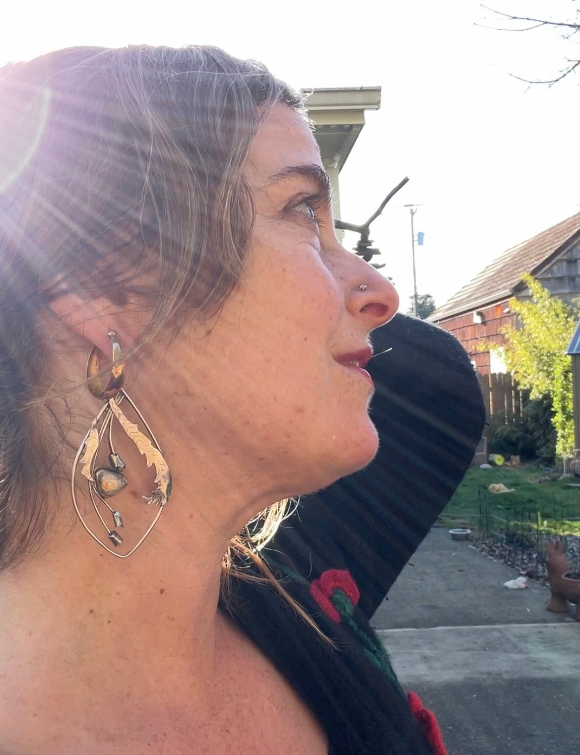 Mexican Fire Opal Cascading Flower Earrings