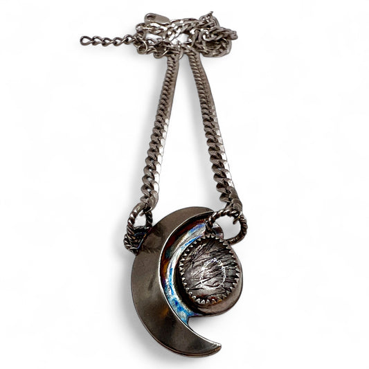 Black Rutilated Quartz Crescent Moon Necklace