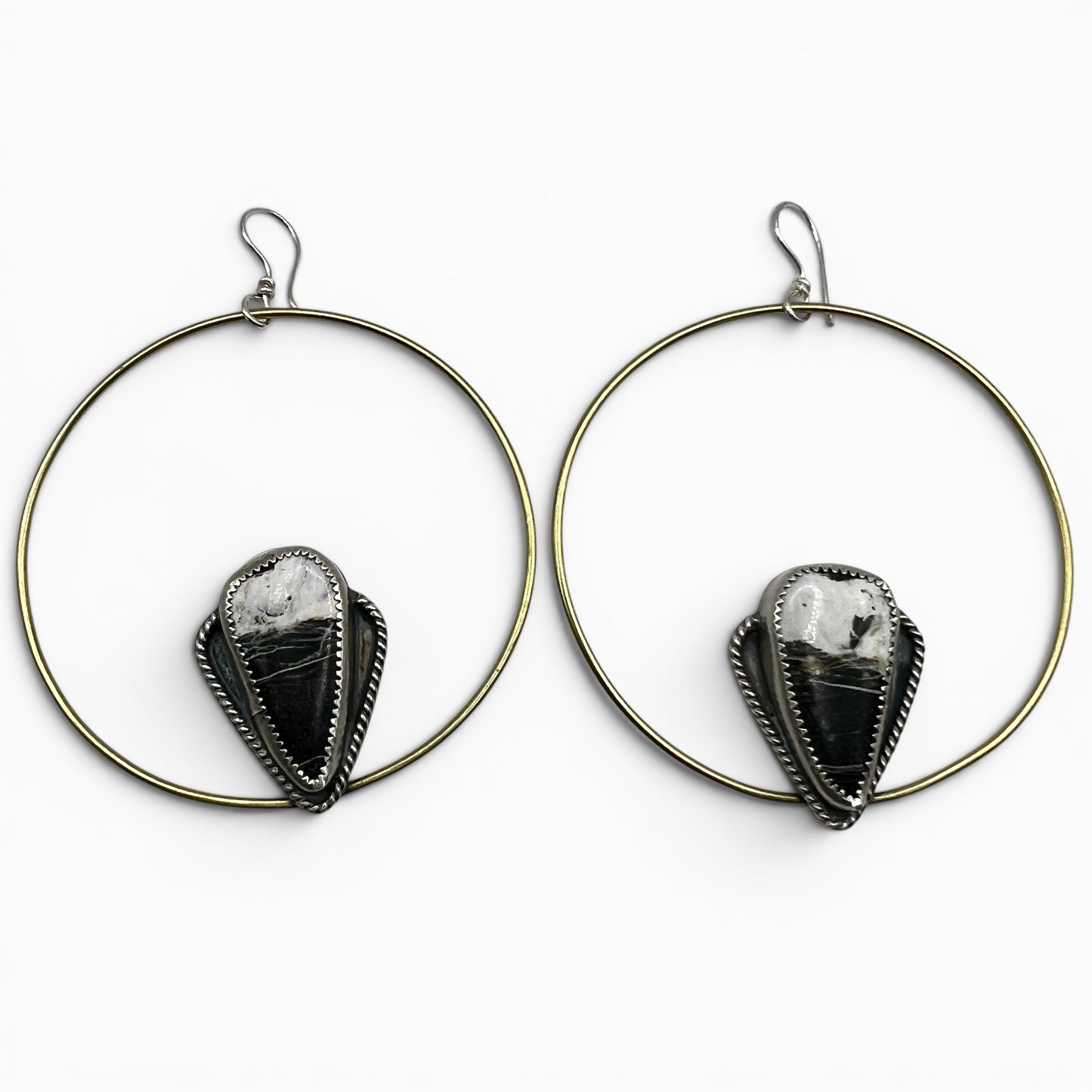 Alicia Keys Hoop Earrings with White Buffalo Turquoise