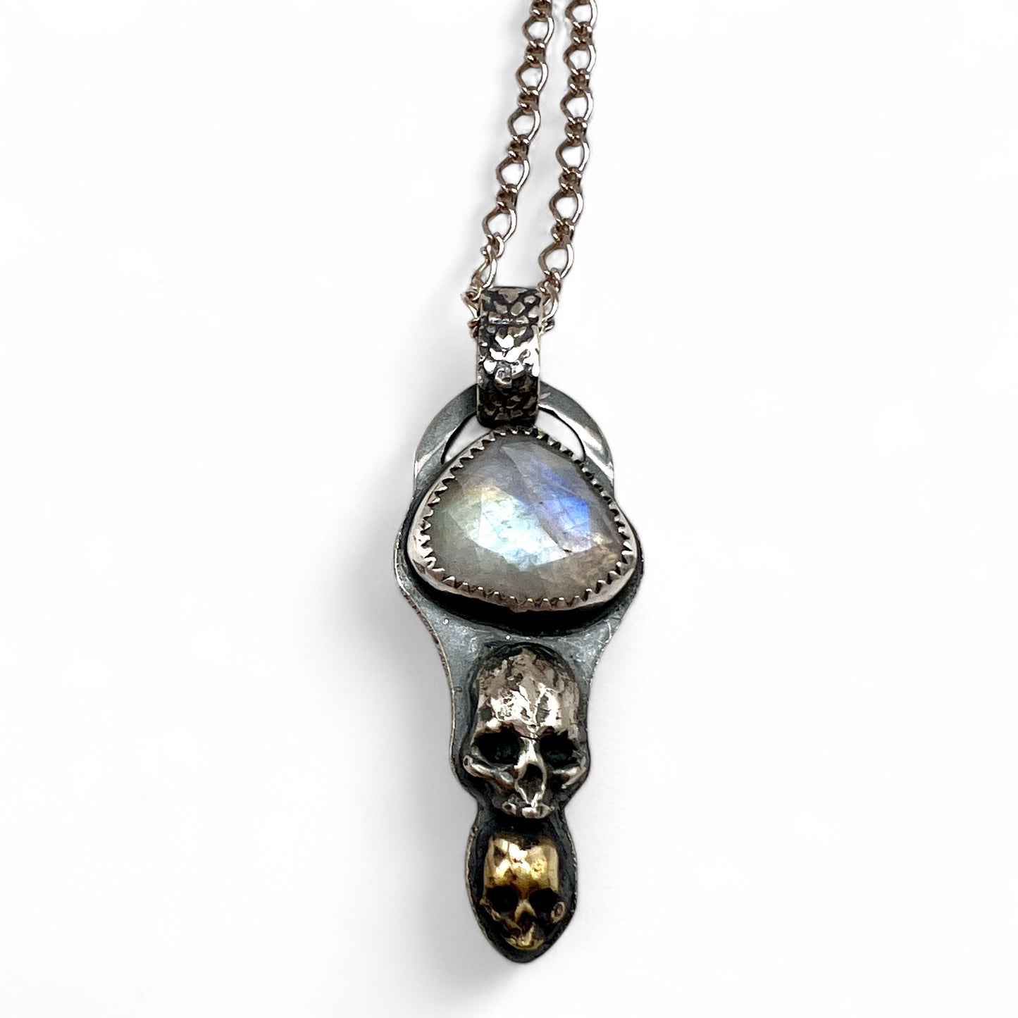 Moonstone Double Skull Necklace