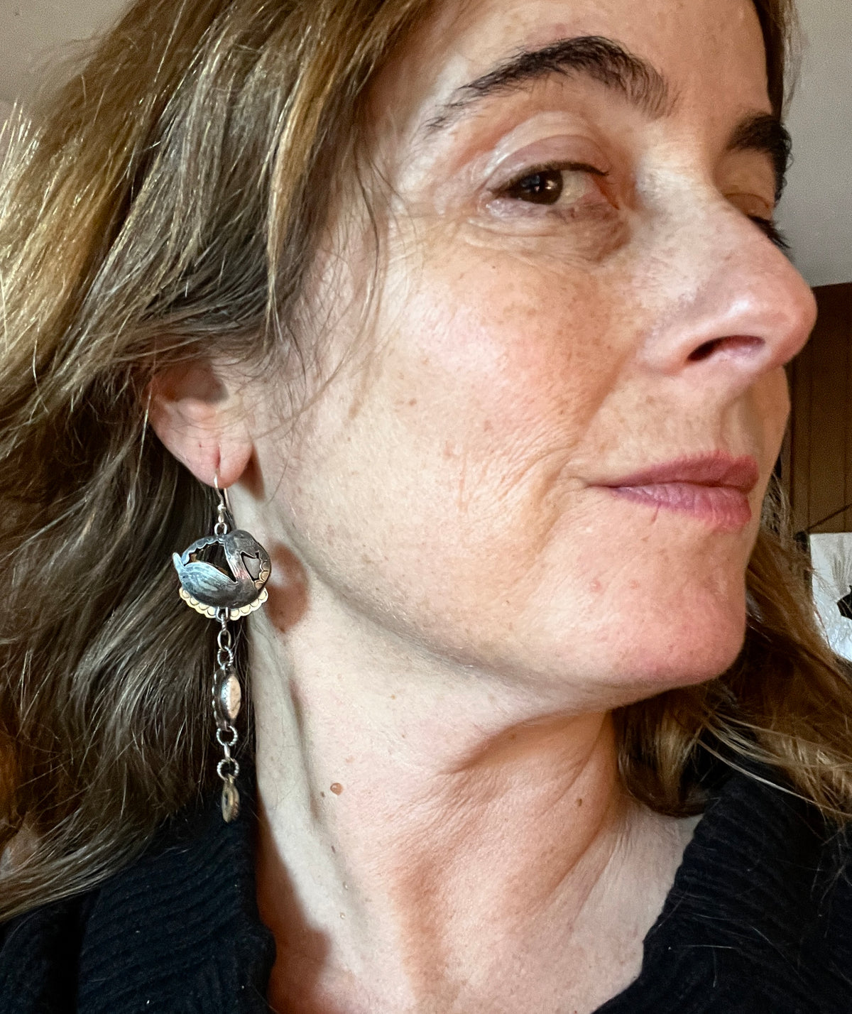 Swan Lover Earrings with White Buffalo Turquoise