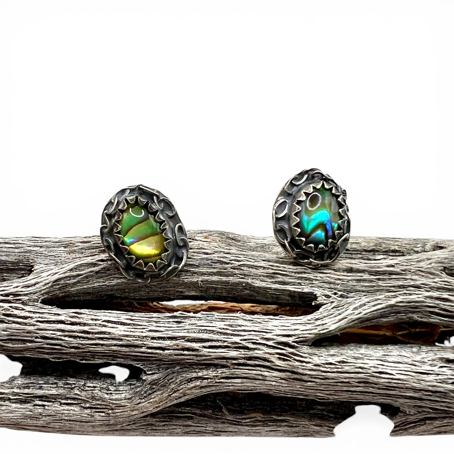 Abalone Stud Earrings with Chain