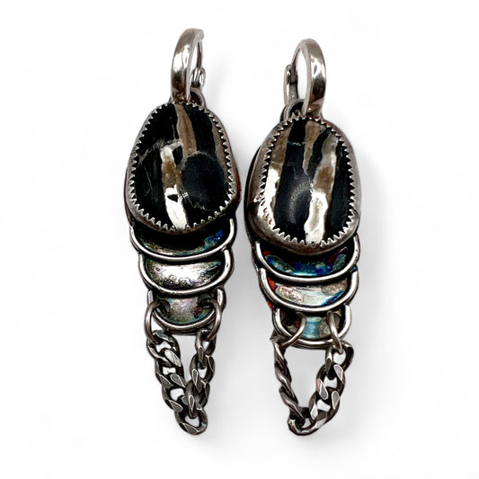 White Buffalo Chain Huggie Earrings