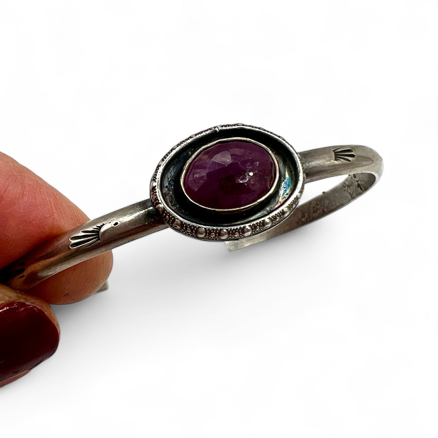 Ruby Sapphire Saturn Cuff Bracelet