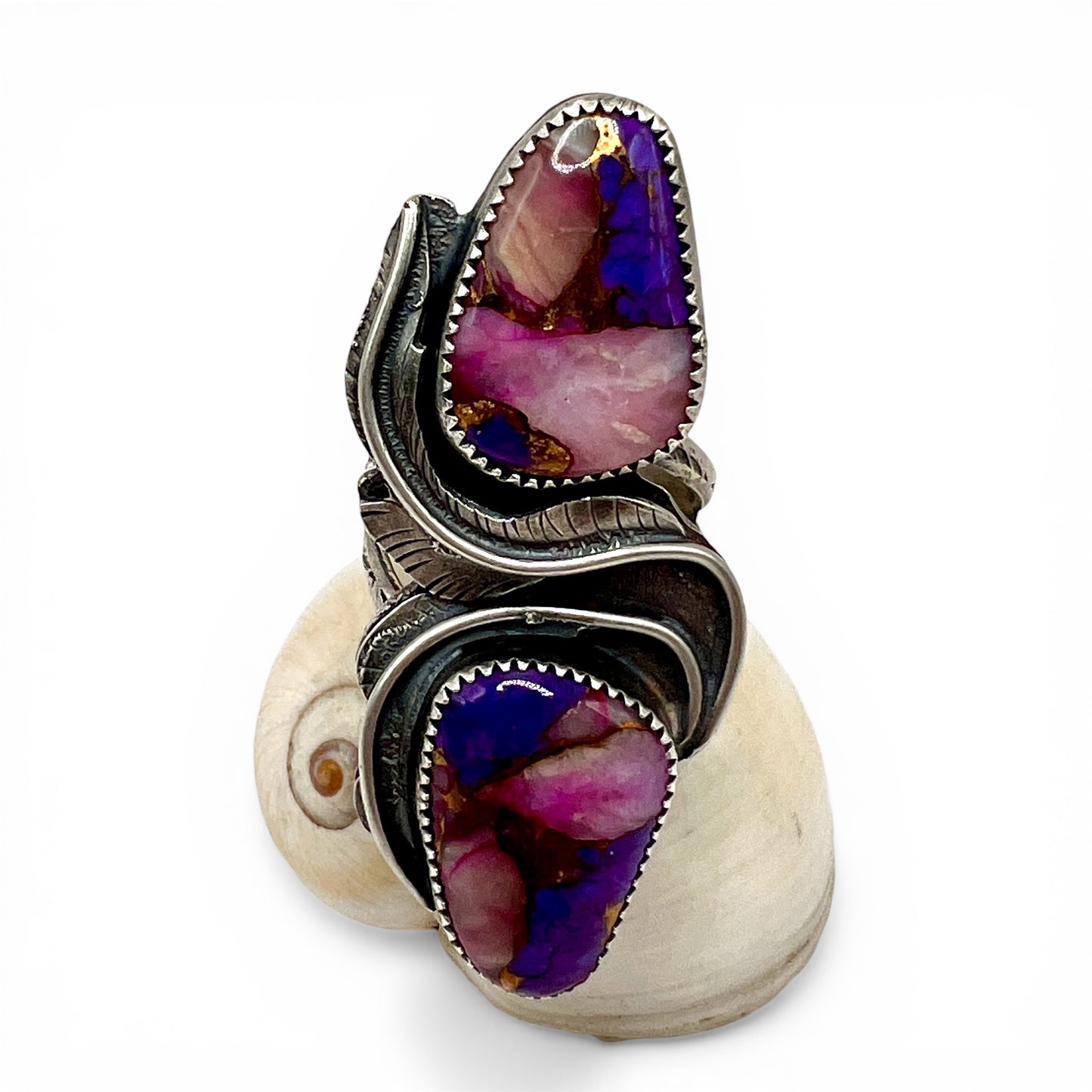 Pink Peruvian Opal Mojave Turquoise Ring size 8.25