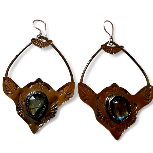 Labradorite Brass Monkey Earrings