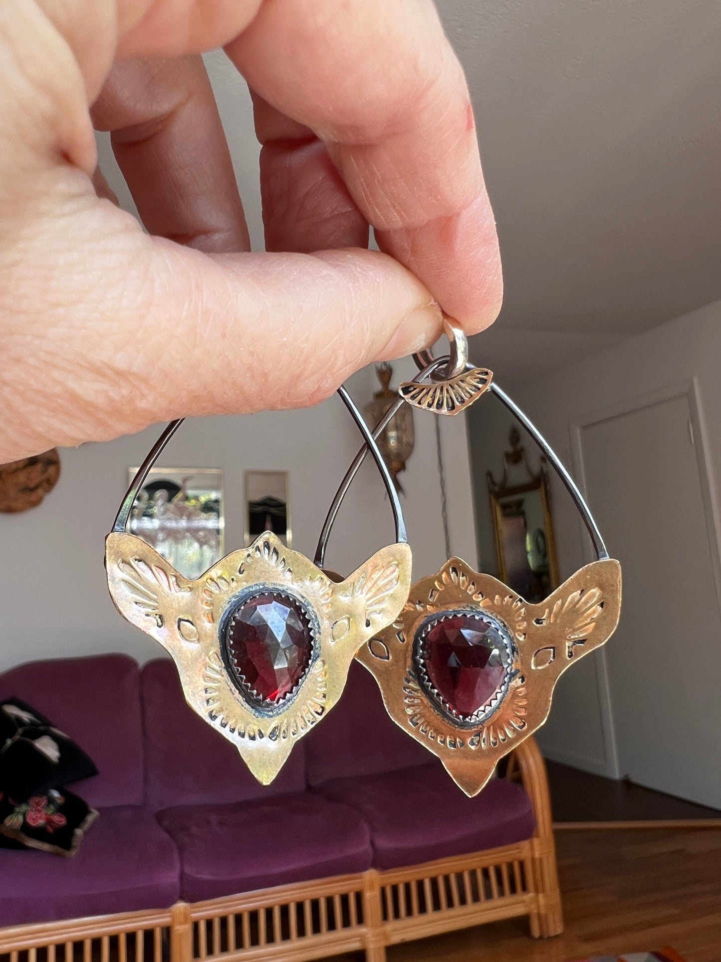 Garnet Brass Monkey Earrings