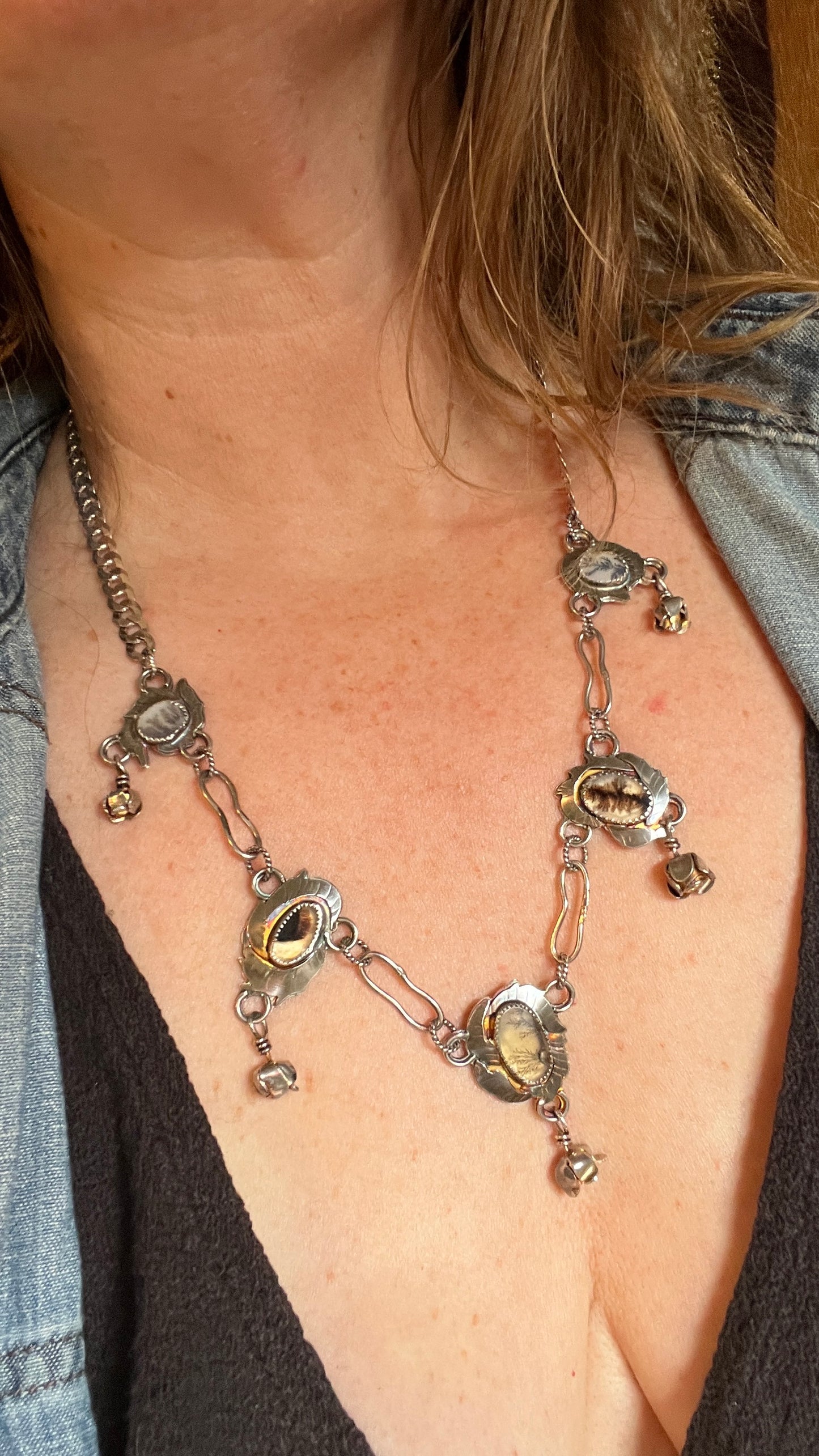 Dendritic Agate Rose Parade Necklace