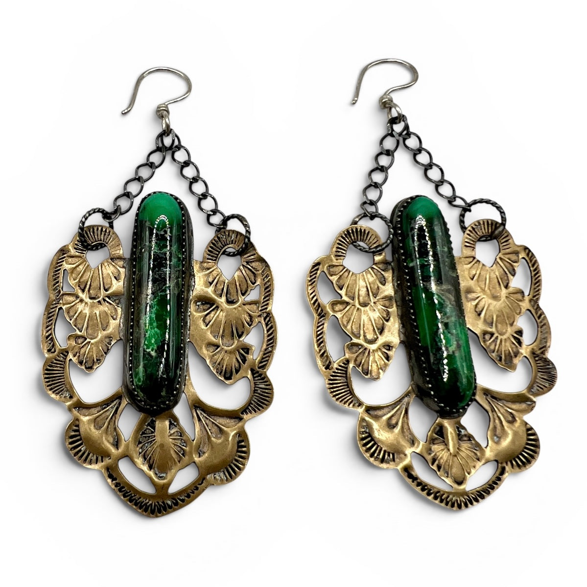 Emerald Rose Variscite Lacey Earrings