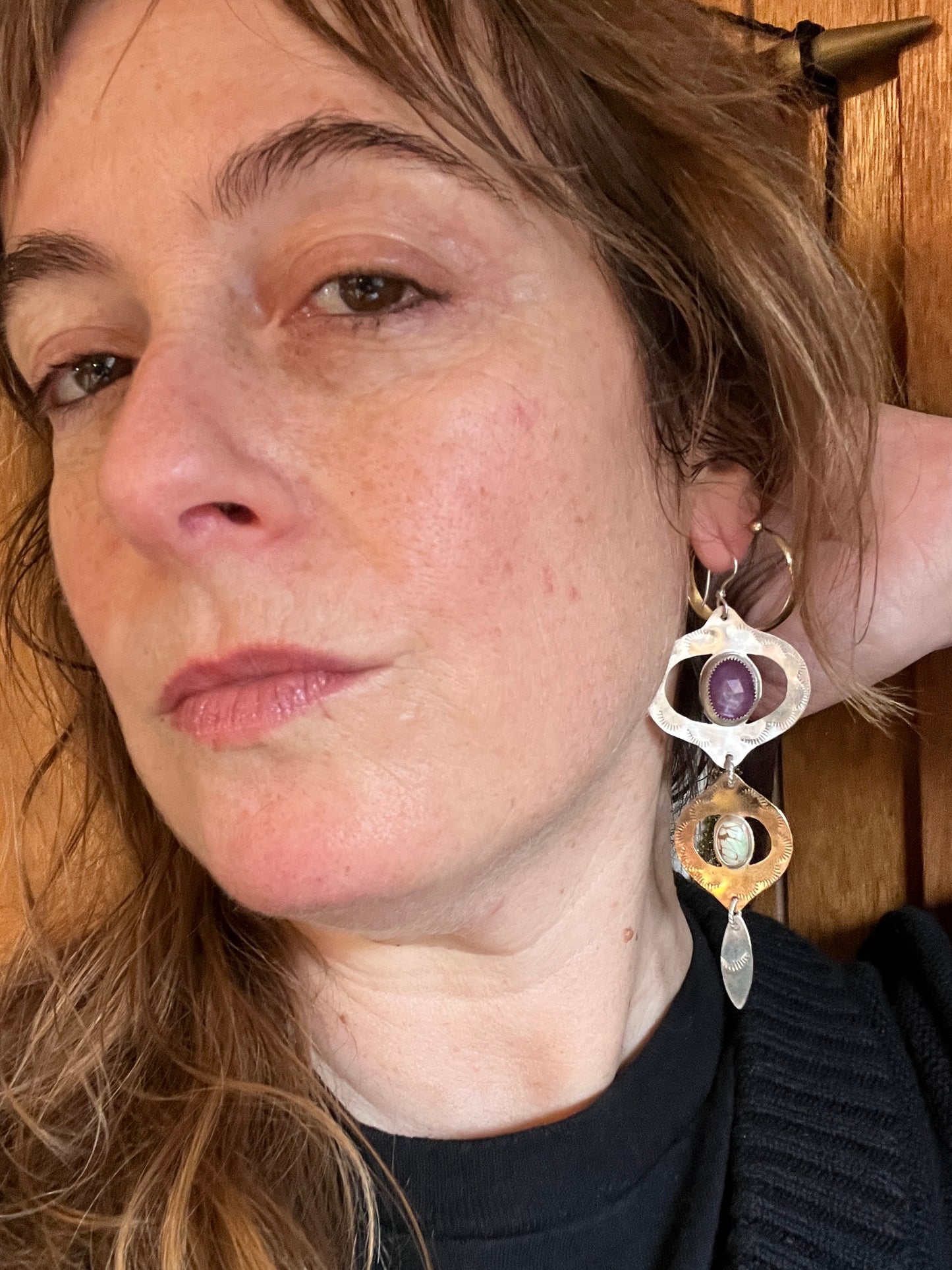 Ruby Sapphire and Variscite Mixed Metal Bombay Beach Earrings