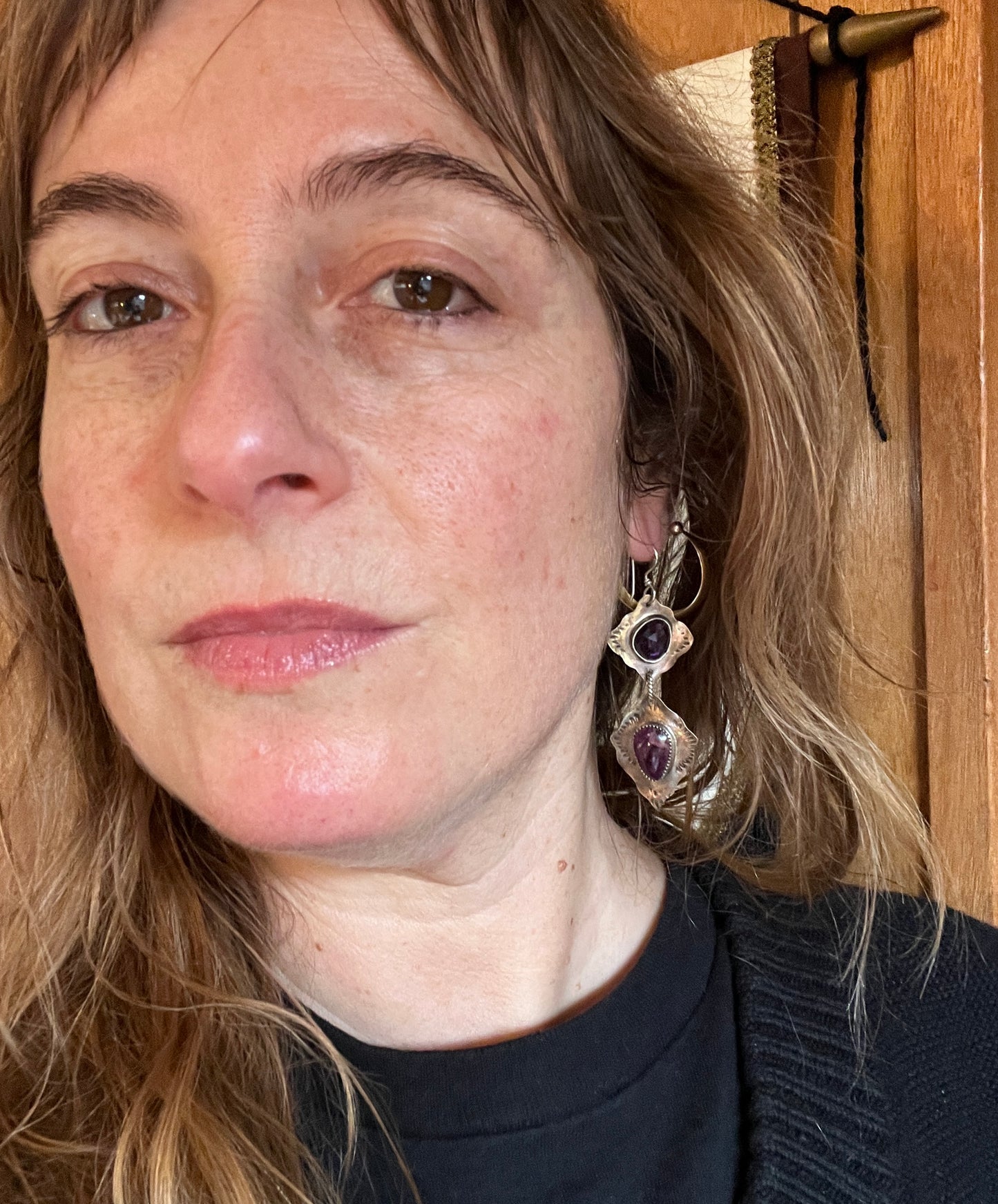 Amethyst and Spiny Oyster Magdalena Earrings