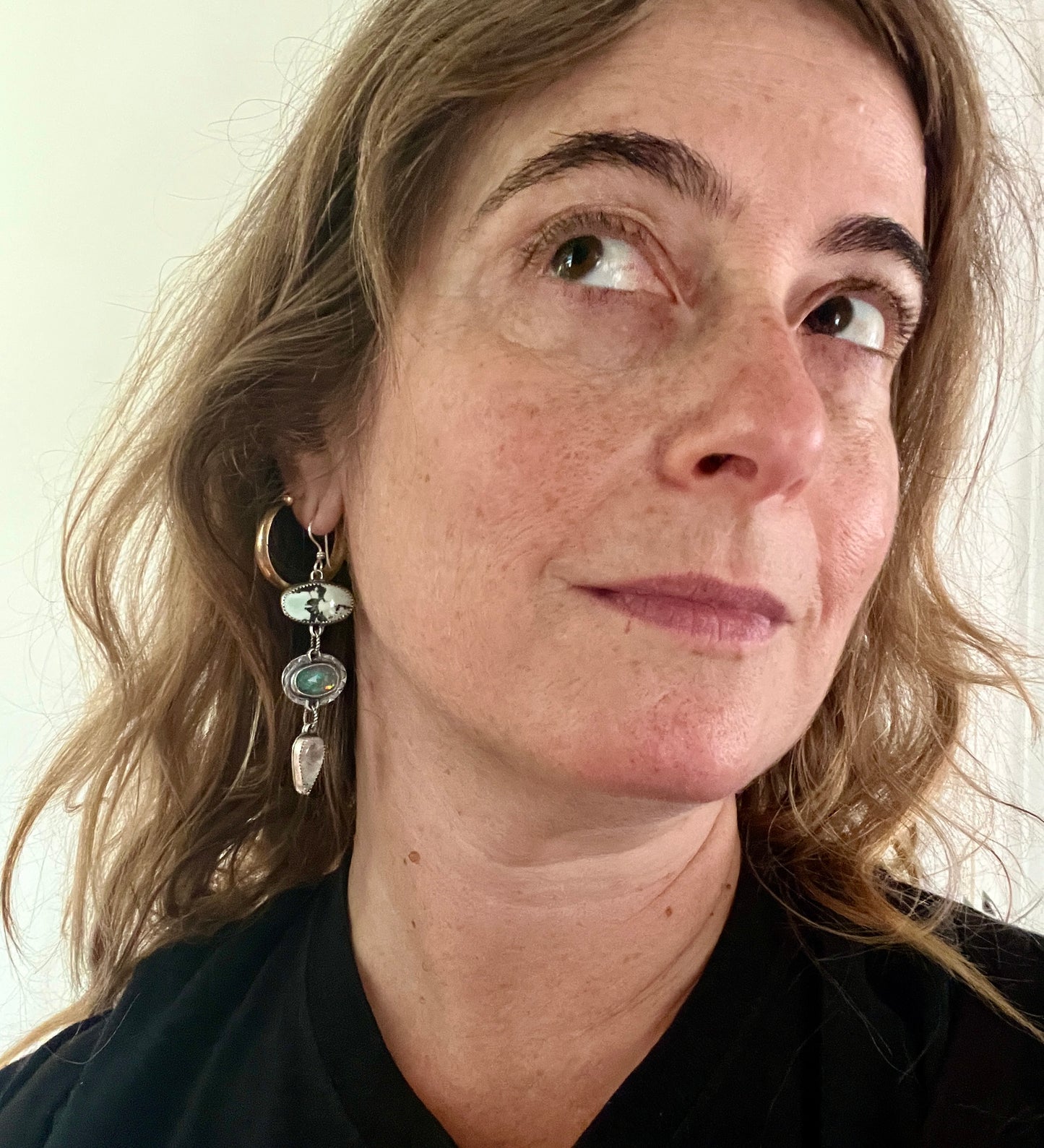 Moonstone, Opal, Variscite and Turquoise Lollipop Earrings