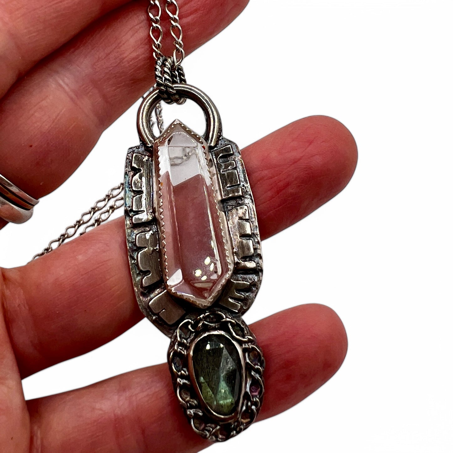 Crystal Quartz and Labradorite Necklace