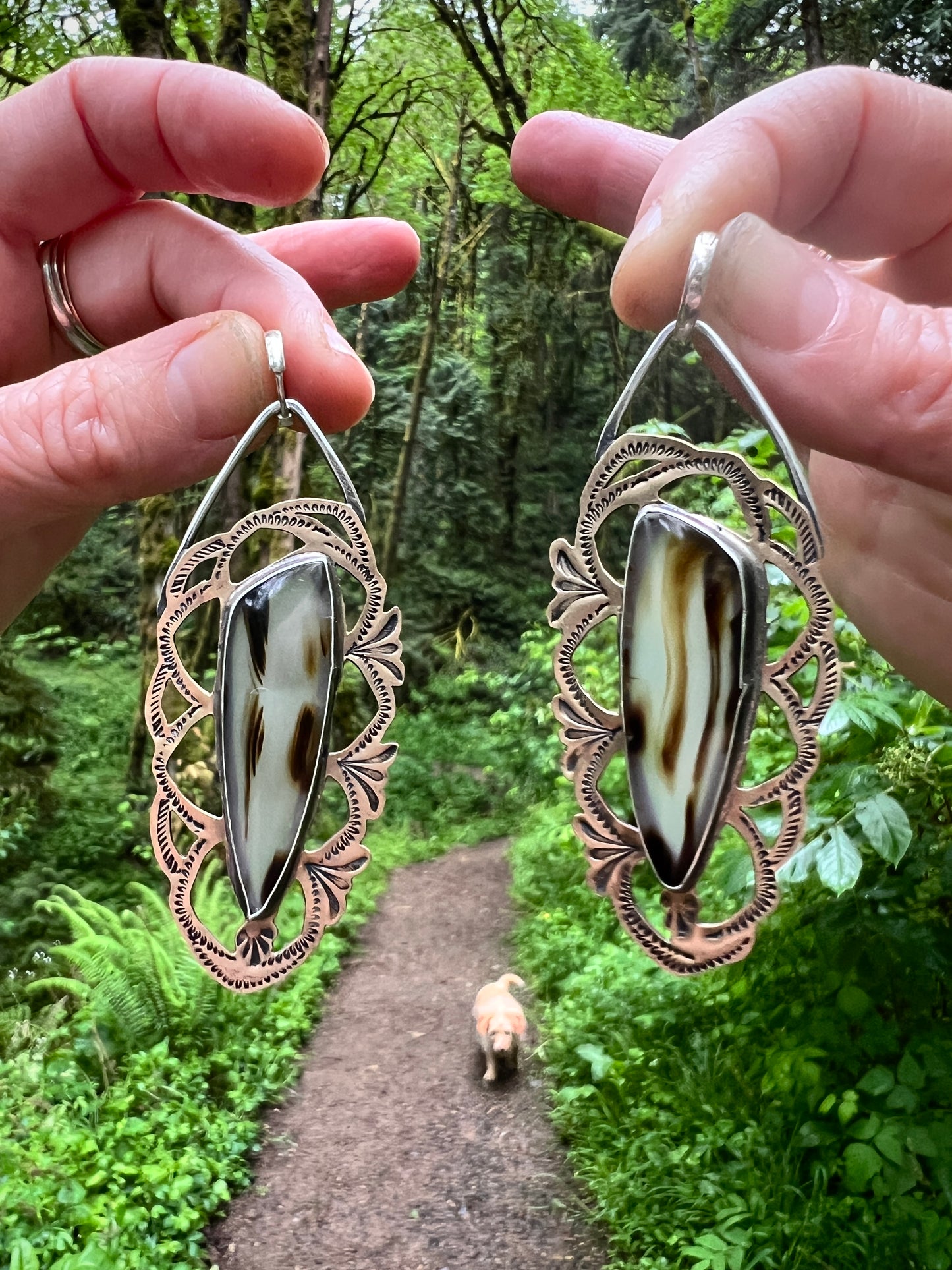 Montana Agate Lacey Earrings with Huggie Hoops
