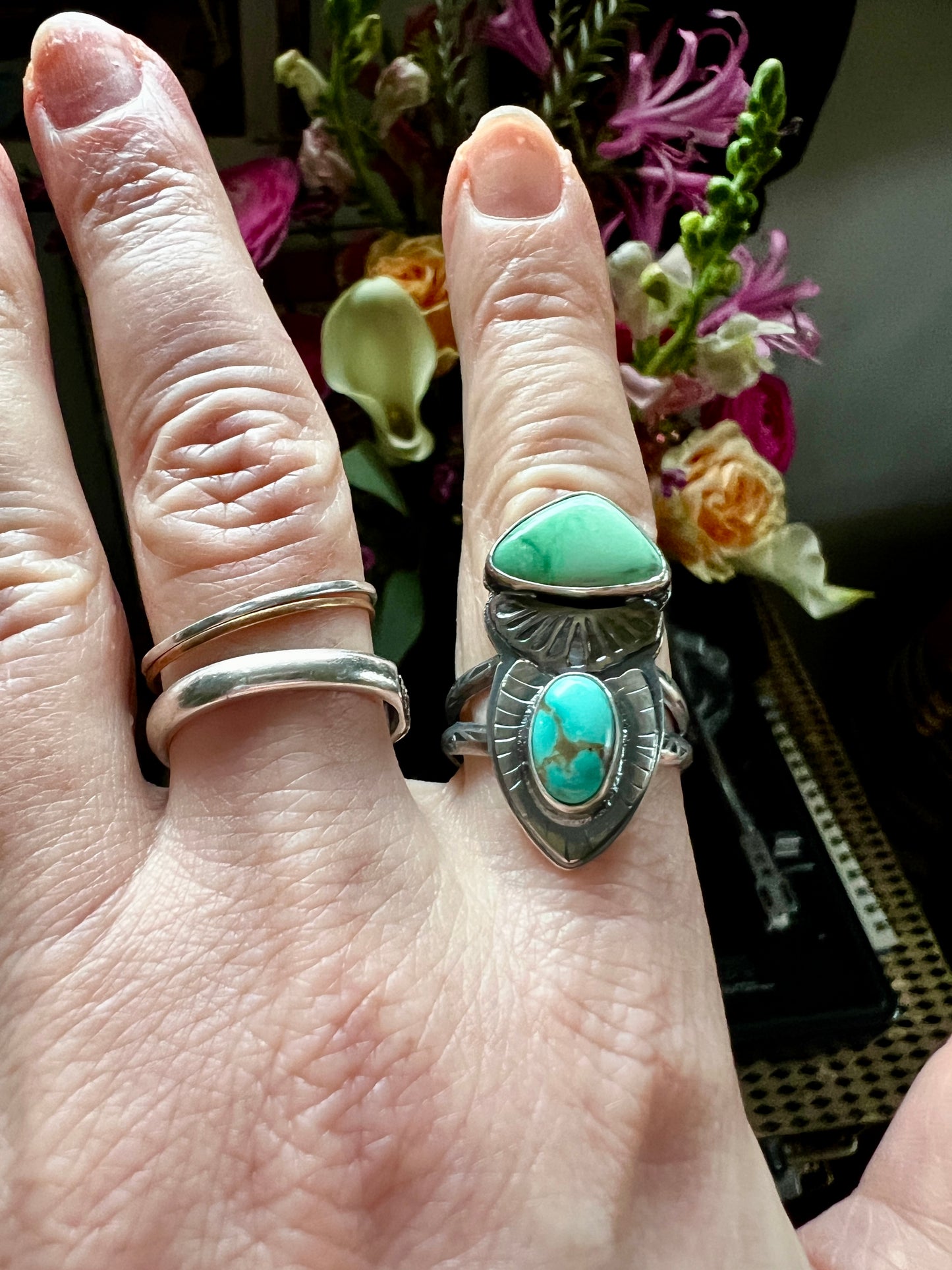 Turquoise and Variscite Ring size 8.25