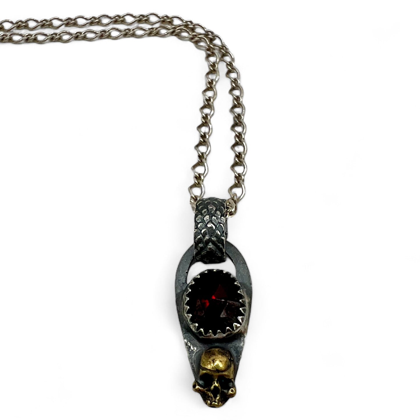 Garnet Skull Baby Necklace