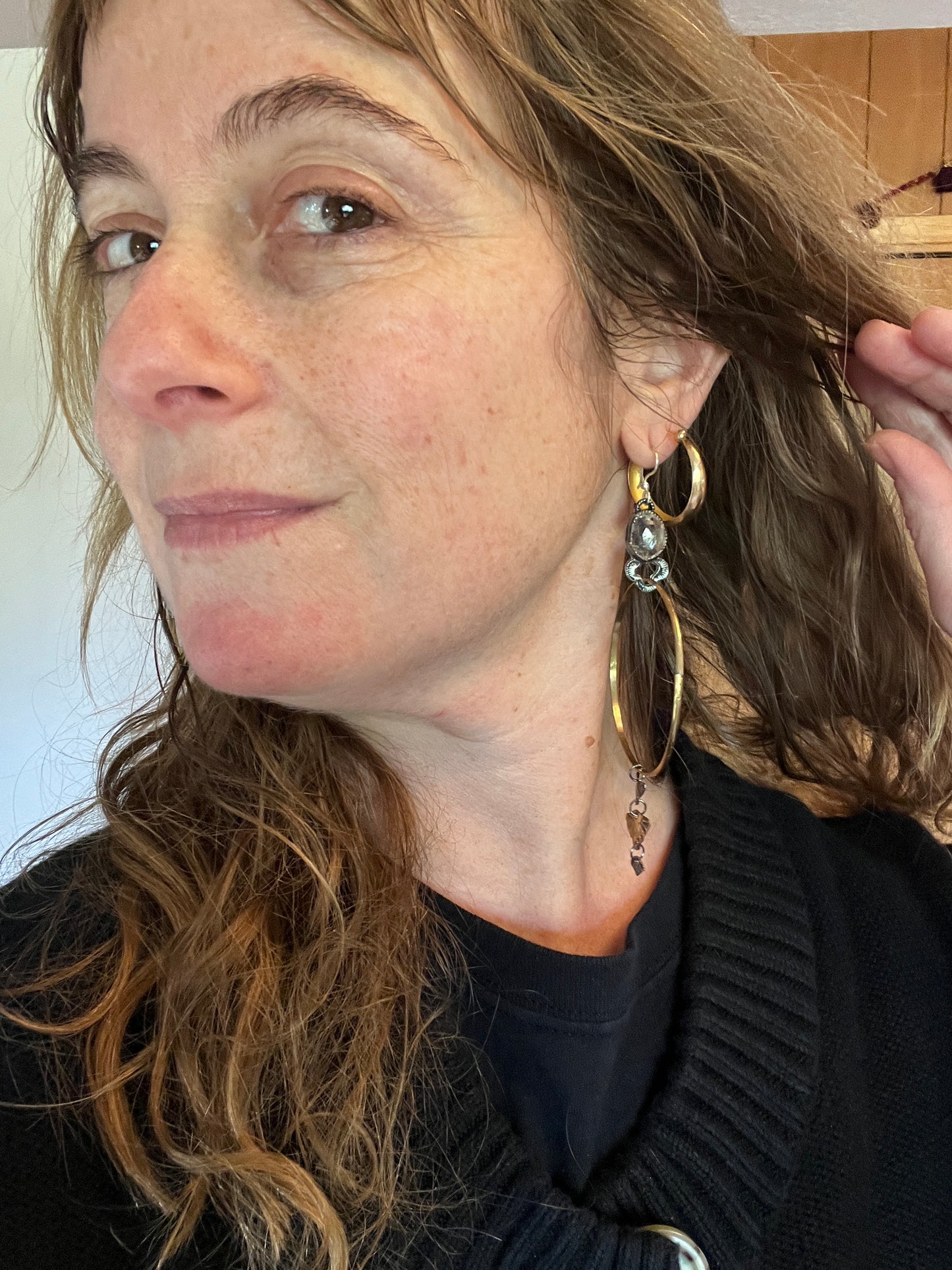 Herkimer Diamond Fancy Otter Hoop Earrings