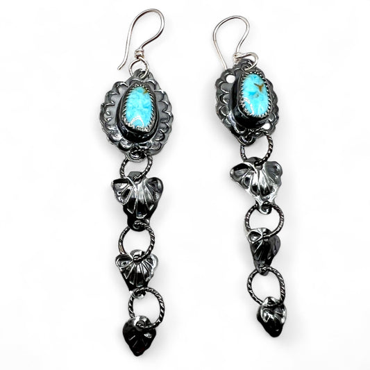 Ruffle Kingman Turquoise Cascade Earrings