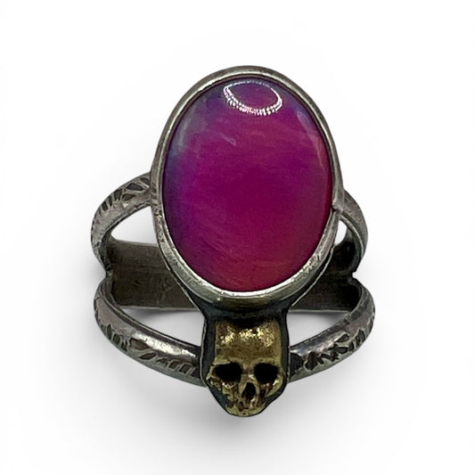 Aura Opal Skull Ring size 6.25