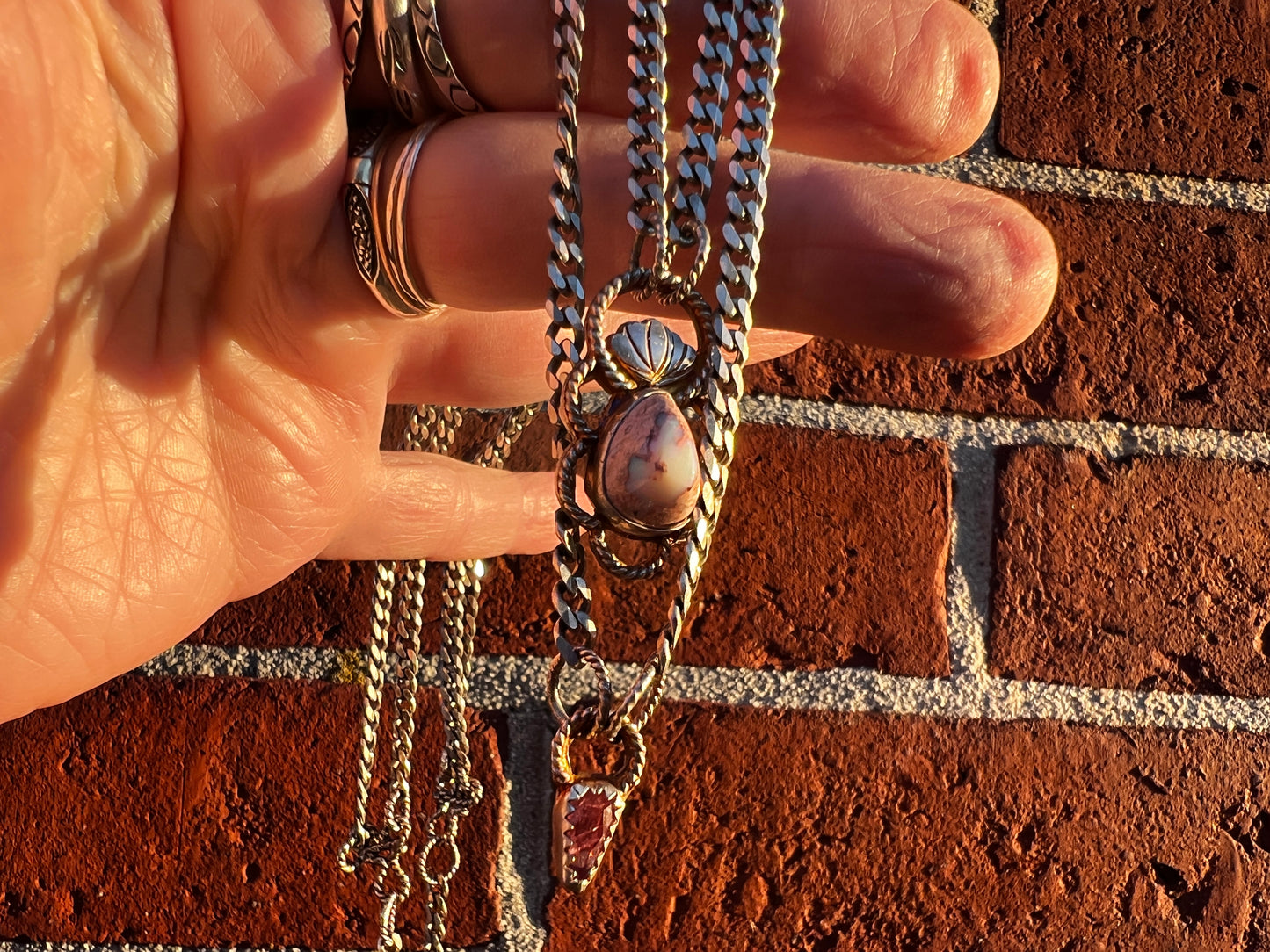 Mexican Fire Opal and Watermelon Tourmaline Layered Selkie Necklace