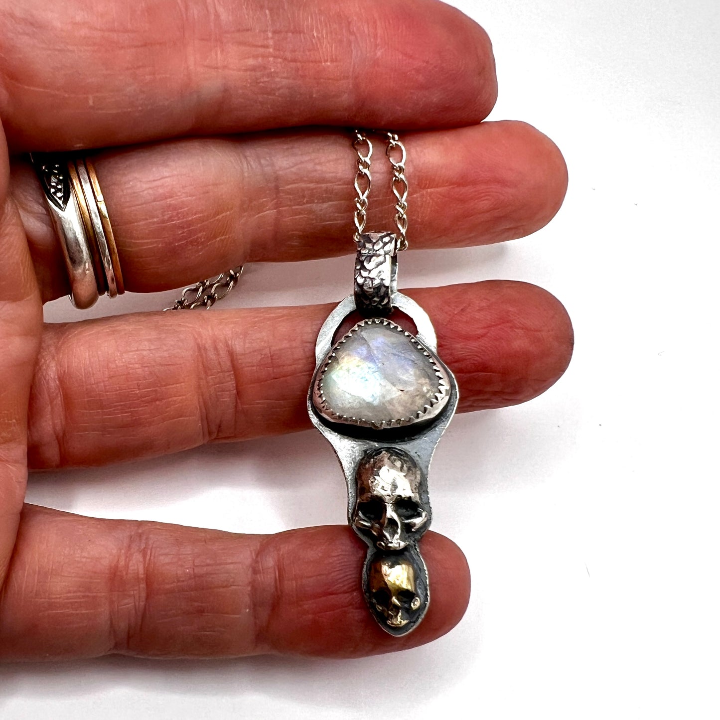 Moonstone Double Skull Necklace