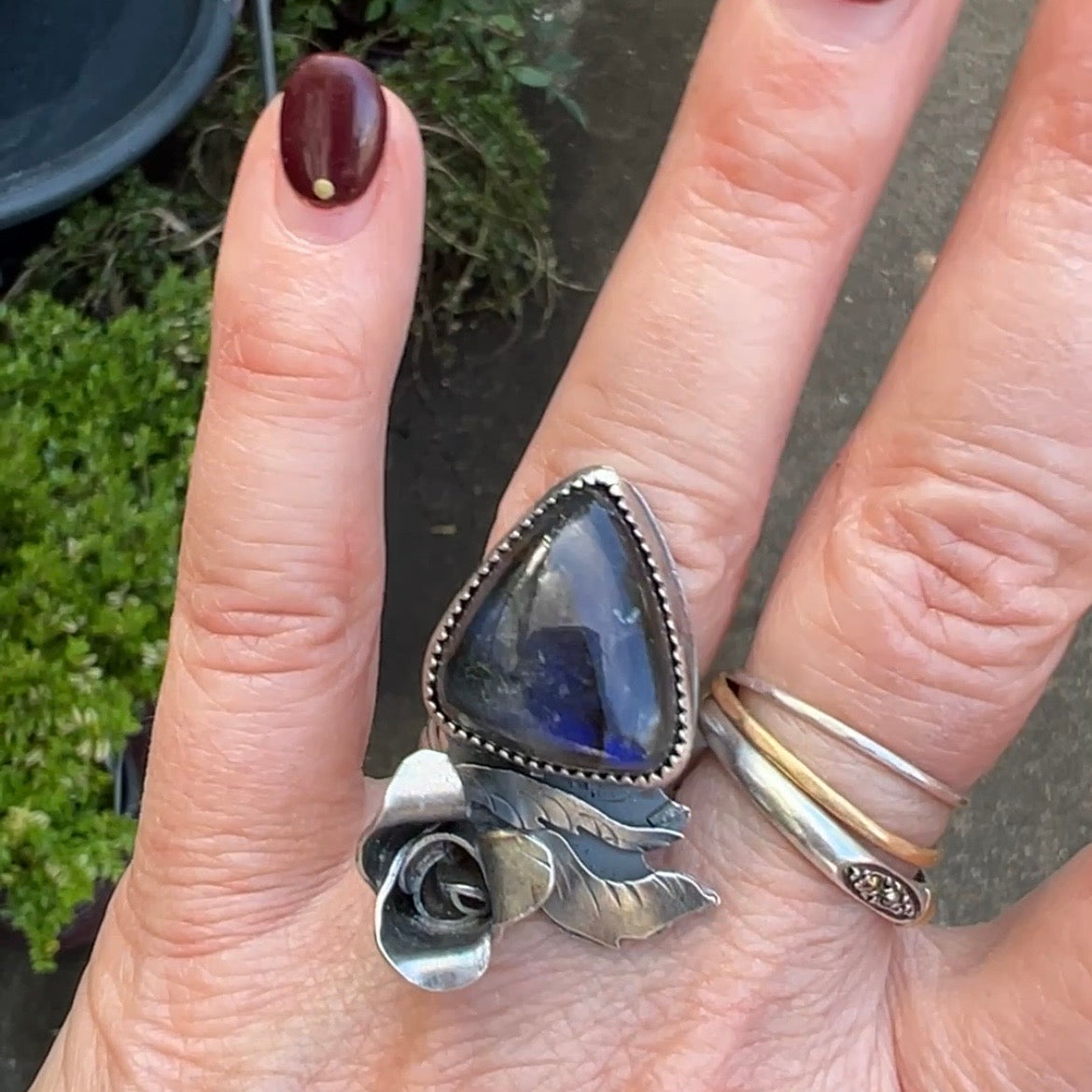 Labradorite Rose Parade Ring size 5.5